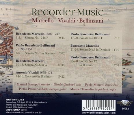 Recorder Music - CD Audio di Antonio Vivaldi,Benedetto Marcello,Paolo Benedetto Bellinzani,Manuel Staropoli - 2