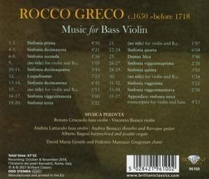 Music for Bass Violin - CD Audio di Musica Perduta,Rocco Greco - 2