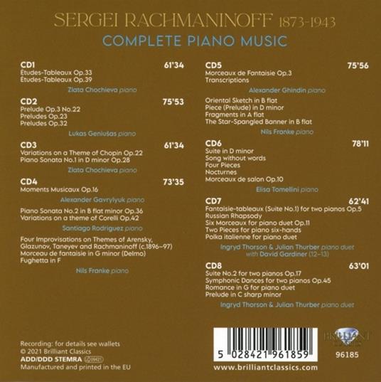 Complete Piano Music - CD Audio di Sergei Rachmaninov - 2