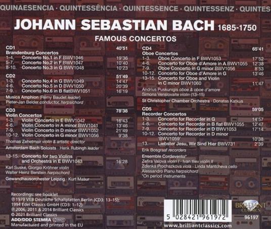 Famous Concertos - "Quintessence" - CD Audio di Johann Sebastian Bach,Pieter-Jan Belder - 2