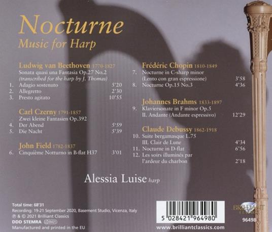 Nocturne. Music for Harp - CD Audio di Carl Czerny,Alessia Luise - 2