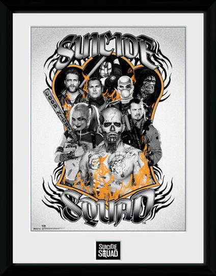 Stampa In Cornice 30x40 cm. Suicide Squad. Group Orange Flame
