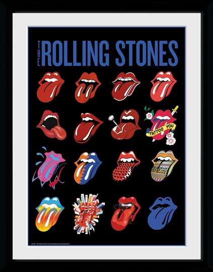 Stampa In Cornice 30x40 cm. Tongues. Rolling Stones