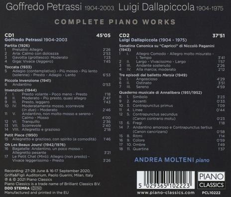 Complete Piano Works - CD Audio di Goffredo Petrassi,Andrea Molteni - 2