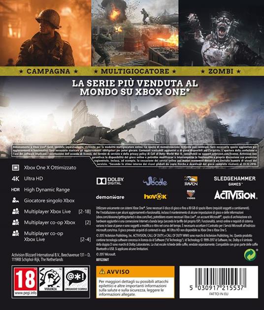 Call of Duty: WW2 - XONE - gioco per Xbox One - Activision - Sparatutto -  Videogioco | IBS