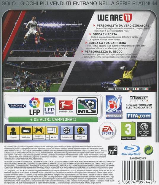 Fifa 11 Platinum - gioco per PlayStation3 - EA Sports - Sport - Calcio -  Videogioco | IBS