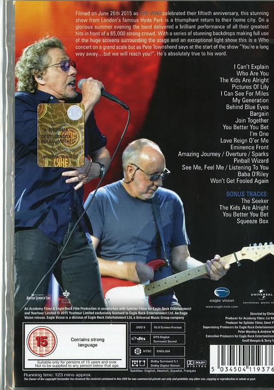 The Who. Live In Hyde Park (DVD) - DVD di Who - 2