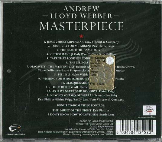 Masterpiece: Live from the Great Hall of the People Beijing - CD Audio di Andrew Lloyd Webber - 2