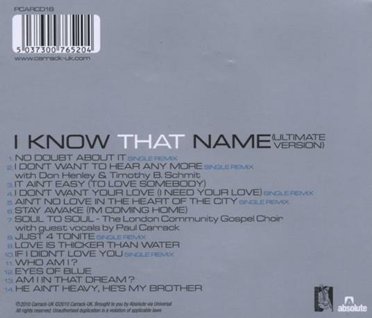 I Know That Name - CD Audio di Paul Carrack - 2