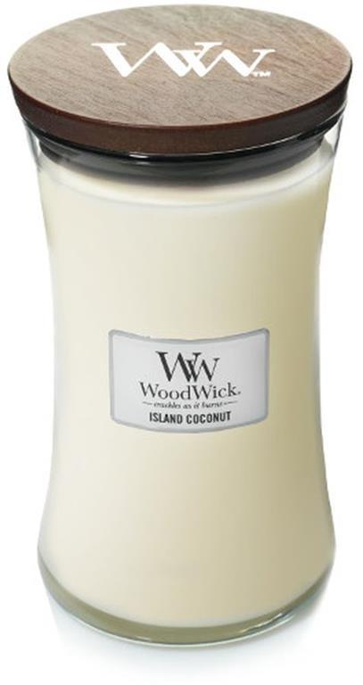 Woodwick Hourglass Candela Profumata Grande con Stoppino Scoppiettante,  Cocco su Un'Isola, Fino A 130 Ore, Bianco (Island Coconut) - Woodwick -  Idee regalo