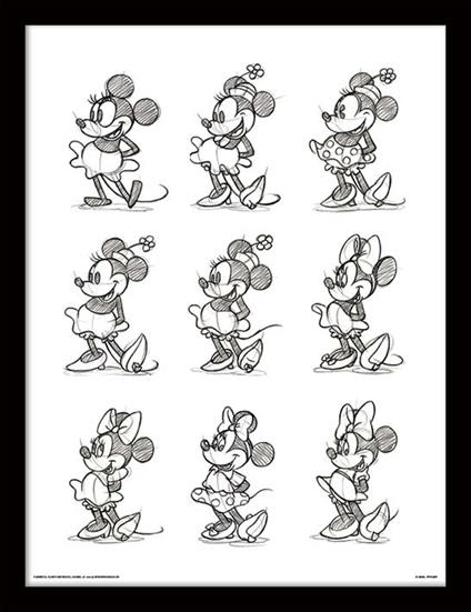 Stampa in cornice 30 x 40 cm Minnie Mouse. Sketched. Multi