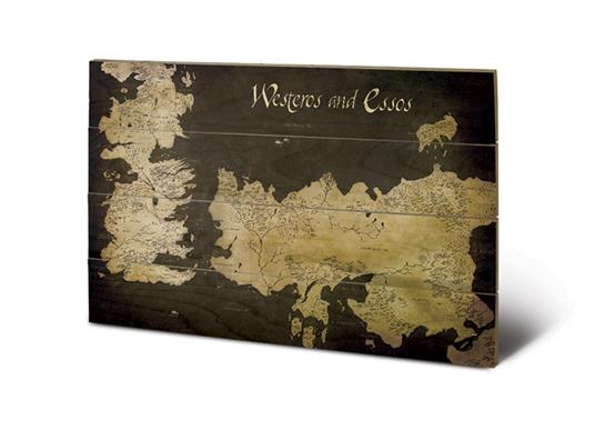 Stampa su legno 59 x 40 cm Game Of Thrones. Westeros And Essos Antique Map