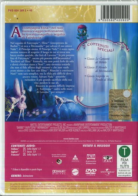 Barbie. Fairytopia. Mermaidia di William Lau,Walter P. Martishius - DVD - 2