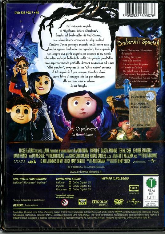 Coraline e la porta magica (1 DVD) - DVD - Film di Henry Selick Animazione  | IBS