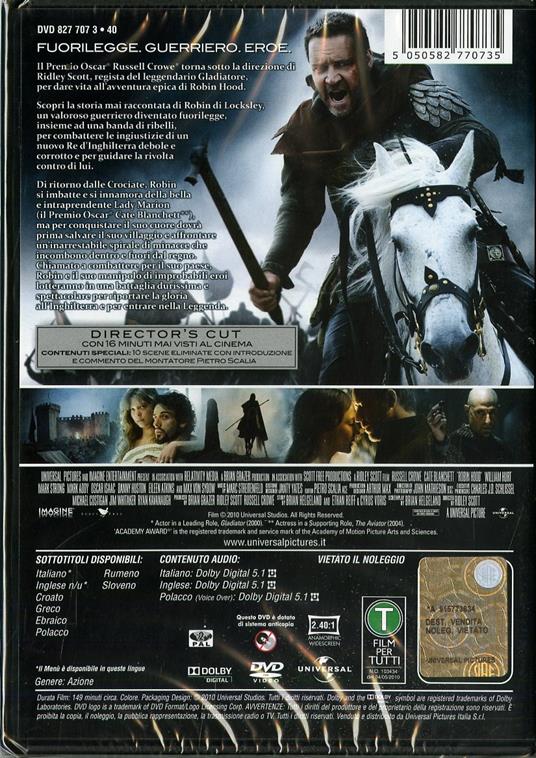 Robin Hood (1 DVD) - DVD - Film di Ridley Scott Drammatico | IBS