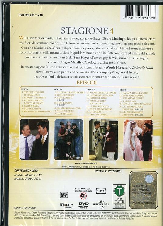 Will & Grace. Stagione 4 (4 DVD) - DVD - 2