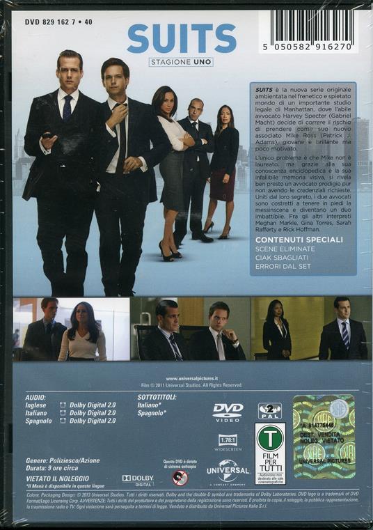 Suits. Stagione 1 (3 DVD) - DVD - Film di Kevin Bray , Michael Smith Giallo  | IBS