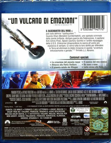 Into Darkness. Star Trek di J. J. Abrams - Blu-ray - 2