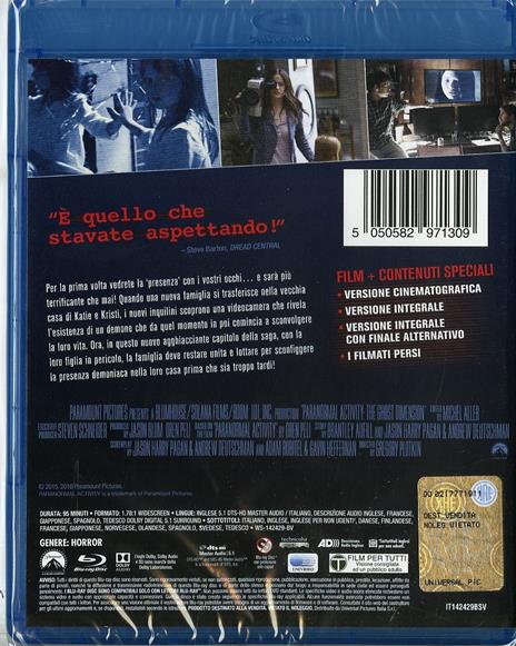 Paranormal Activity. La dimensione fantasma di Gregory Plotkin - Blu-ray - 2