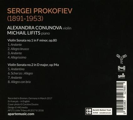 Sonate per violino - CD Audio di Sergei Prokofiev