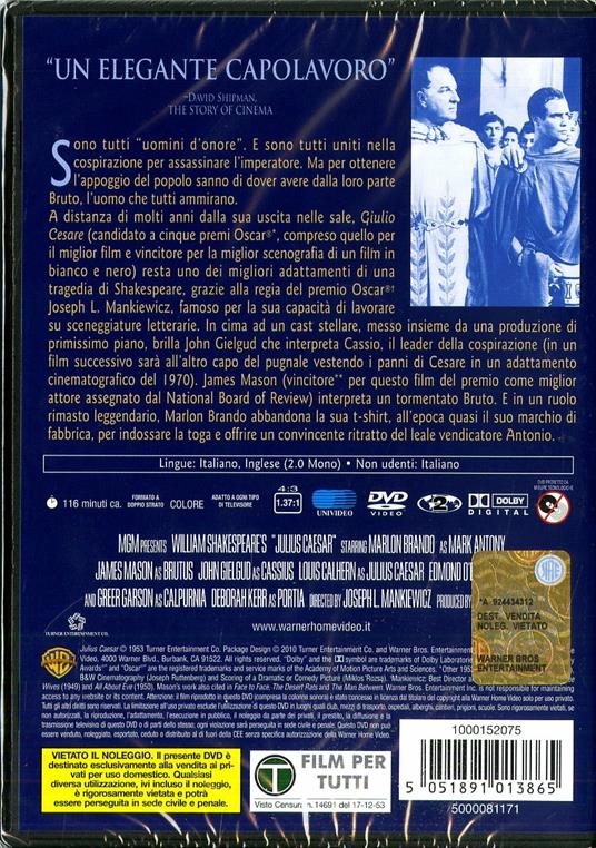 Giulio Cesare - DVD - Film di Joseph Leo Mankiewicz Drammatico | IBS