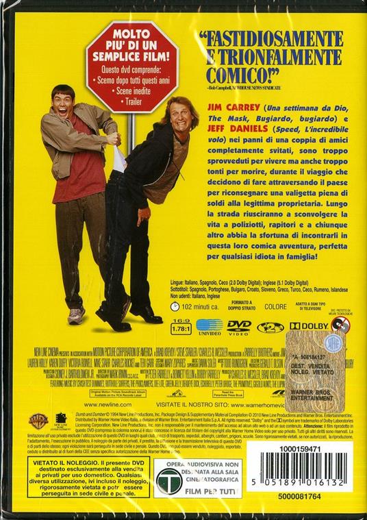 Scemo e più scemo - DVD - Film di Peter Farrelly , Bobby Farrelly Commedia  | IBS