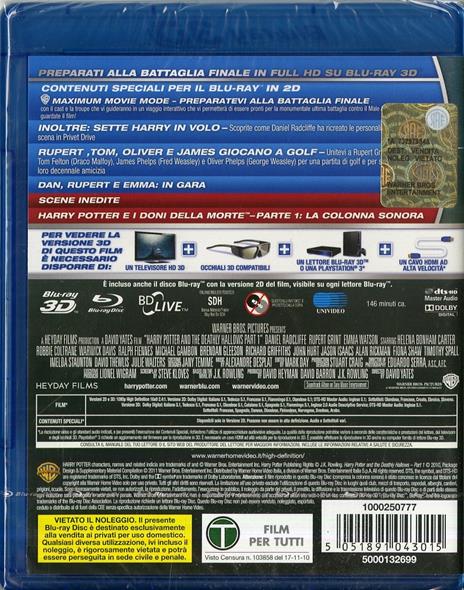 Harry Potter e i doni della morte. Parte 1. 3D (2 Blu-ray + Blu-ray 3D)<span>.</span> versione 3D di David Yates - Blu-ray - 2