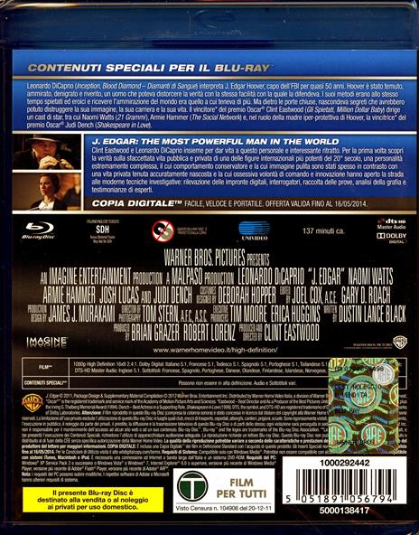 J. Edgar di Clint Eastwood - Blu-ray - 2