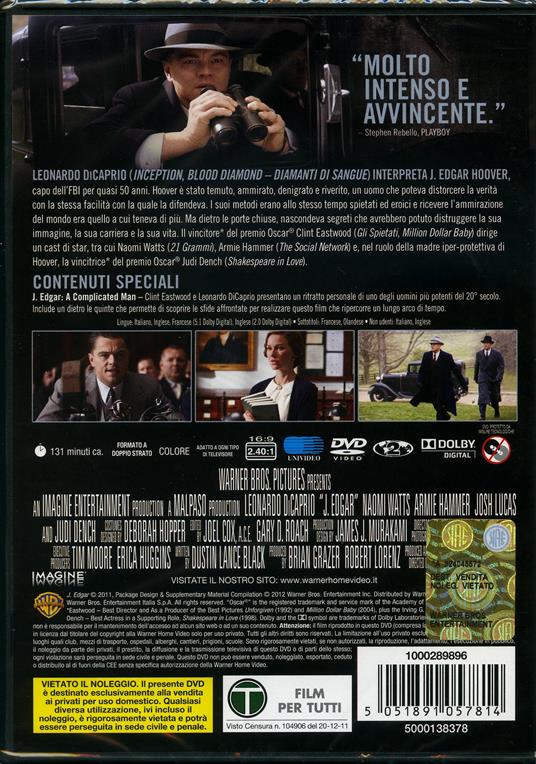 J. Edgar - DVD - Film di Clint Eastwood Drammatico | IBS