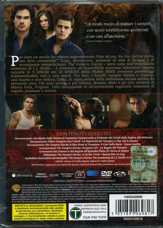 The Vampire Diaries. Stagione 1. Serie TV ita (5 DVD) di Marcos Siega,John Dahl,Guy Ferland,Kevin Bray - DVD - 2