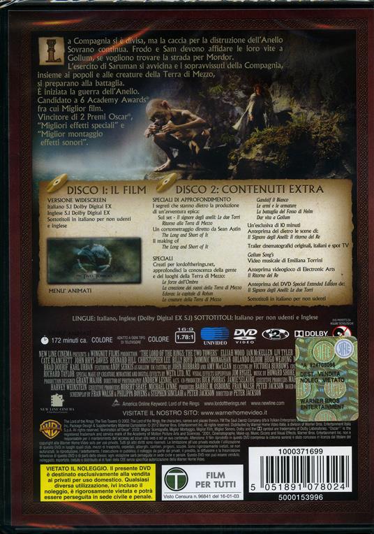 Il Signore degli anelli. Le due torri (2 DVD) - DVD - Film di Peter Jackson  Fantastico