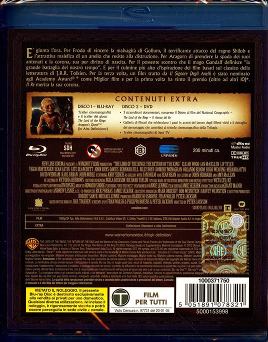 Il Signore degli anelli. Il ritorno del re - Blu-ray - Film di Peter  Jackson Fantastico | IBS