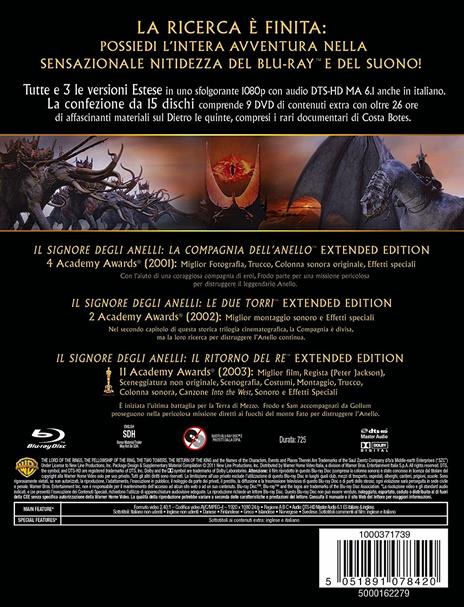 (Blu-Ray Disk) Signore Degli Anelli (Il) - La Trilogia Cinematografica (3  Blu-Ray) - 5051891077706