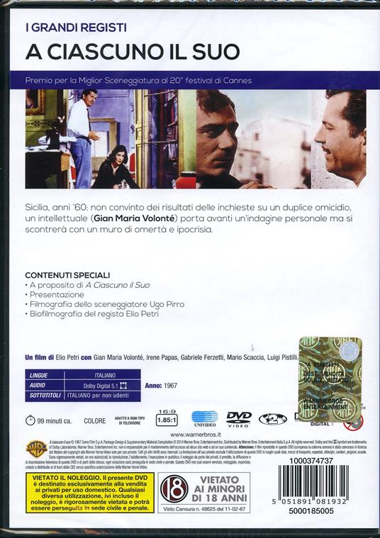 A ciascuno il suo di Elio Petri - DVD - 2