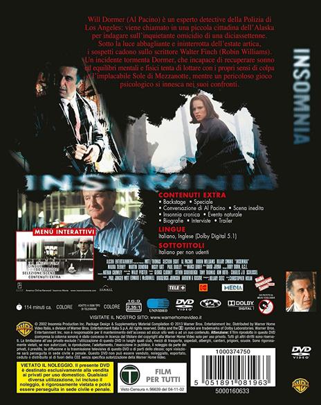 Insomnia - DVD - Film di Christopher Nolan Giallo | IBS