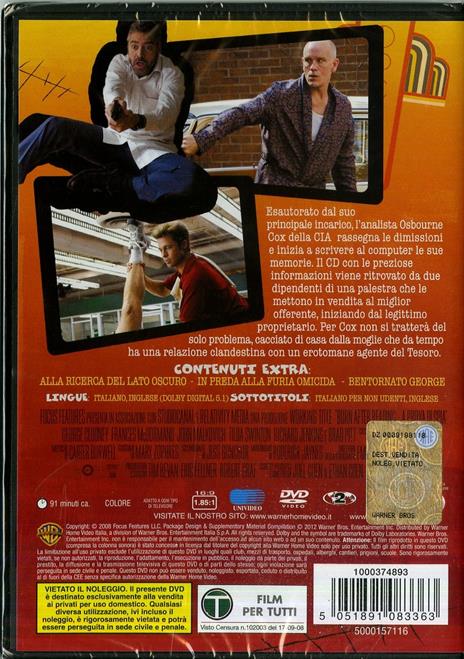 Burn After Reading. A prova di spia di Ethan Coen,Joel Coen - DVD - 2