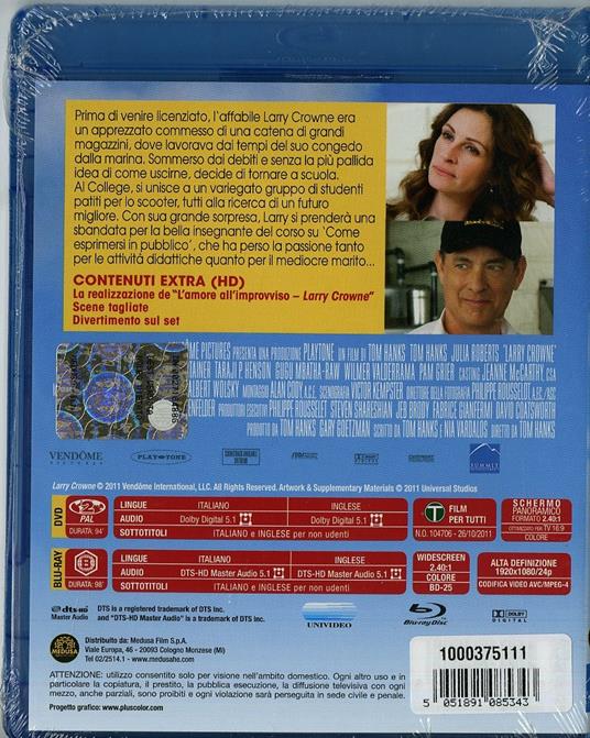 L' amore all'improvviso. Larry Crowne di Tom Hanks - Blu-ray - 2