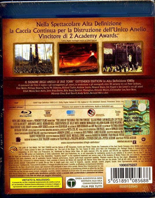 vendita DVD, Blu-Ray, 4K e UHD: Il Signore degli anelli - La  Trilogia Cinematografica (3 Blu-Ray Disc + 3 DVD)