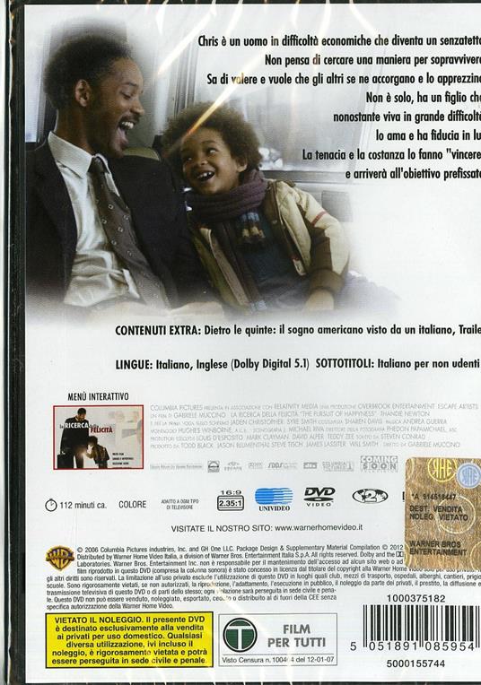 La ricerca della felicità di Gabriele Muccino - DVD - 2