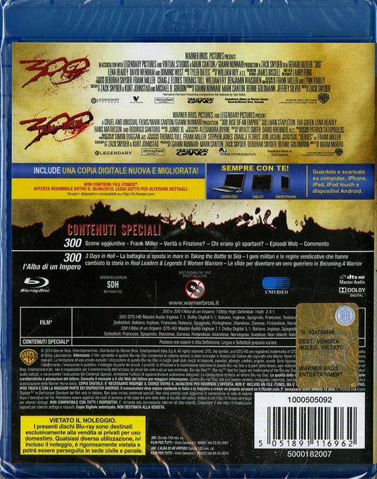 300 - 300. L'alba di un impero (2 Blu-ray) di Noam Murro,Zack Snyder - 2