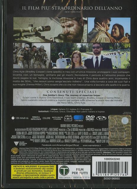 American Sniper di Clint Eastwood - DVD - 2