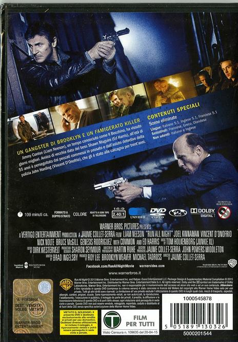 Run All Night. Una notte per sopravvivere di Jaume Collet-Serra - DVD - 2