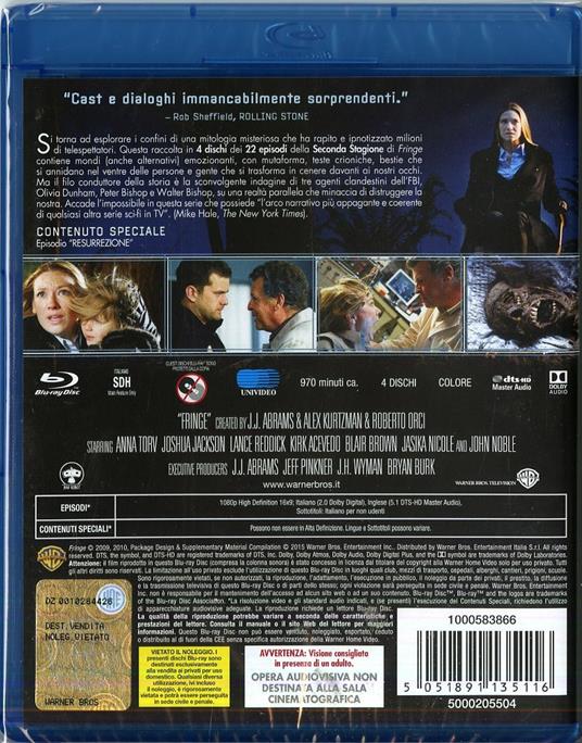 Fringe. Stagione 2 (4 Blu-ray) di Fred Toye,Brad Anderson,Paul A. Edwards - Blu-ray - 2