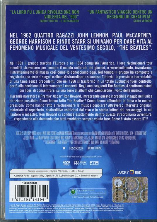 Beatles. Eight Days a Week (DVD) di Ron Howard - DVD - 2