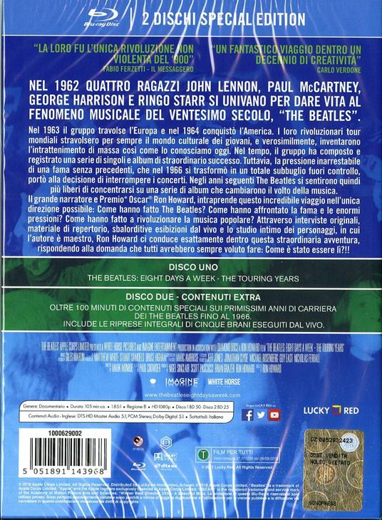 The Beatles. Eight Days a Week (2 Blu-ray) di Ron Howard - Blu-ray - 2