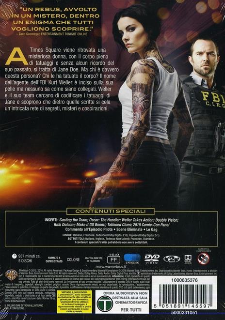 Blindspot. Stagione 1. Serie TV ita (5 DVD) di Marcos Siega,Mark Pellington,Karen Gaviola,David McWhirter,Steve Shill - DVD - 2