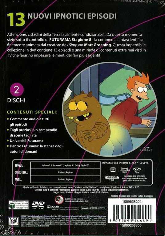 Futurama. Stagione 8 (2 DVD) - DVD - Film di Peter Avanzino , Carlos Baeza  Animazione | IBS