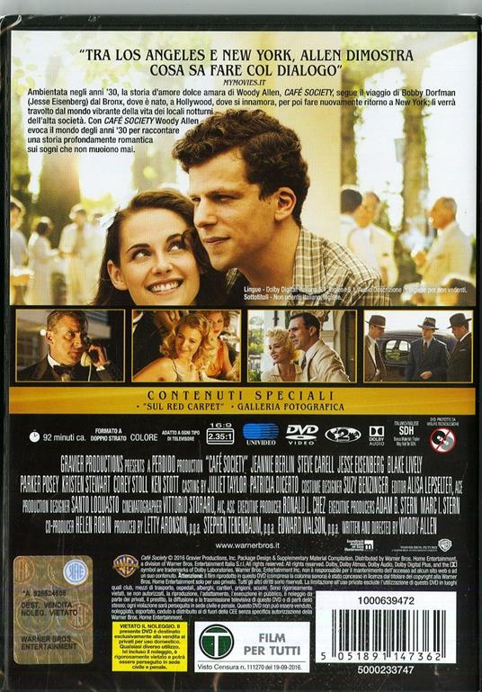 Café Society - DVD - Film di Woody Allen Commedia