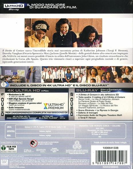 Il diritto di contare (Blu-ray + Blu-ray 4K Ultra HD) di Theodore Melfi - Blu-ray + Blu-ray Ultra HD 4K - 7