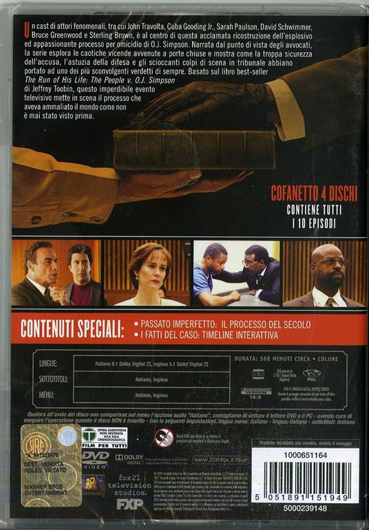 American Crime Story: Il caso O.J. Simpson. Serie TV ita (4 DVD) di Ryan Murphy,Anthony Hemingway,John Singleton - DVD - 2